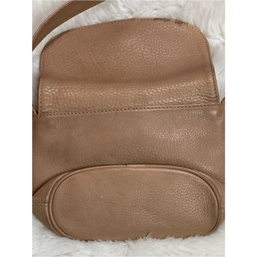 Coach Pebbled Leather Crossbody Bag in Taupe/VINTAGE